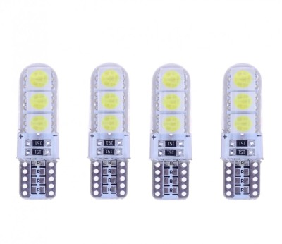 Set 4 Becuri LED T10 w5w pentru Pozitii, Plafoniera Lumina Alba cu Protectie Silicon foto