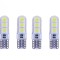 Set 4 Becuri LED T10 w5w pentru Pozitii, Plafoniera Lumina Alba cu Protectie Silicon