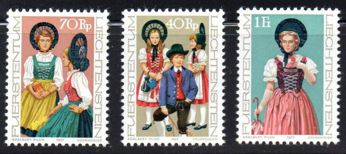 LIECHTENSTEIN 1977, Costume populare, serie neuzata, MNH