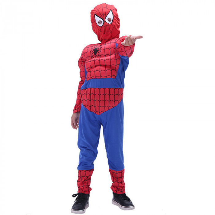 Costum Ultimate Spiderman IdeallStore&reg; pentru copii, Town Saviour, 100% poliester, 120-130 cm, rosu