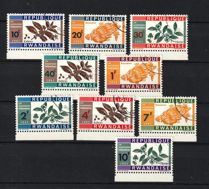 Rwanda / Ruanda, 1963 | Aniversare un an de Independenţă - Plante, fructe | aph