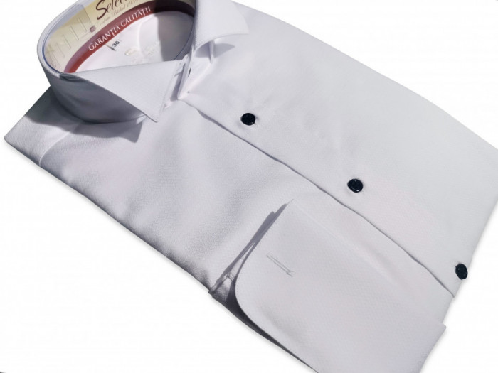 Camasa alba slim fit pentru papion si butoni Antonello (Marime: RO/38)