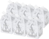 Set de 25 cutii pentru cadouri Lemeso, hartie, alb, 5 x 5 x 5 cm