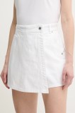 Pepe Jeans fustă și pantaloni denim REGULAR SKORT HW culoarea alb, neted, high waist, PL801187TC0