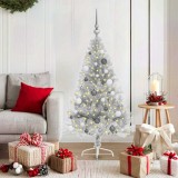 vidaXL Pom de Crăciun artificial pre-iluminat Argintiu 150 cm PET 3397192