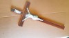 9455-Crucifix mare antic 1900 lemn cu portelan biscuit anii 1900 lungime 60 cm.