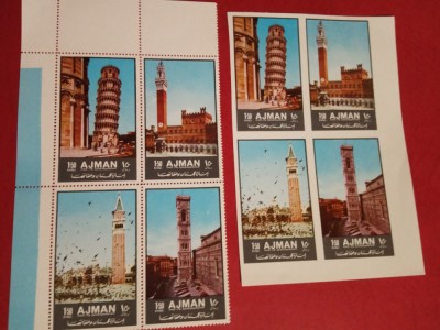 AJMAN, MONUMENTE - 2 BLOCURI MNH PERF./IMPERF. foto