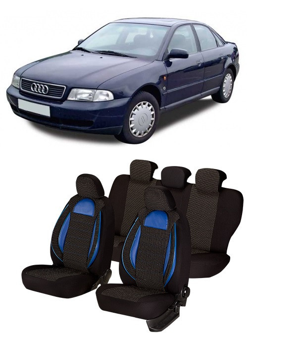 Set huse scaune compatibile Audi A4 B5 (1995-2001) Piele + Textil (Compatibile cu sistem AIRBAG)