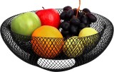 Cos de fructe din fier, design respirabil, negru, 25.5x13x10.5 cm