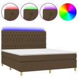 Cumpara ieftin Pat cu arcuri, saltea si LED, maro inchis, 180x200 cm, textil