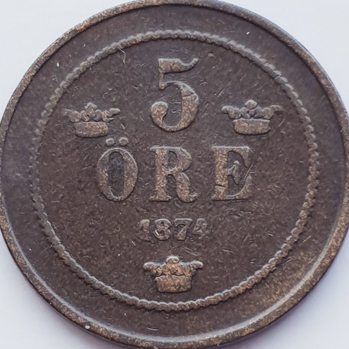 2852 Suedia 5 ore 1874 Oscar II (small letters) km 736
