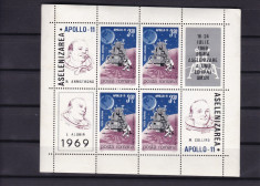 1969 LP 704 a COSMOS IV APOLLO 11 BLOC DE 4 MARCI CU 4 VINIETE DIFERITE MNH foto