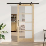 Ușă glisantă vidaXL cu set hardware &#039;ORKDAL&#039;din lemn masiv și sticlă