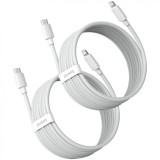Cablu Date si Incarcare USB-C - Lightning Baseus Simple Wisdom, 20W, 1.5m, Set 2 bucati, Alb, Apple