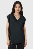 AllSaints vestă din amestec de l&acirc;nă BERN culoarea bleumarin, light, W045KD