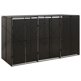 Cumpara ieftin Magazie de pubele triplă, negru, 207x80x117 cm, poliratan