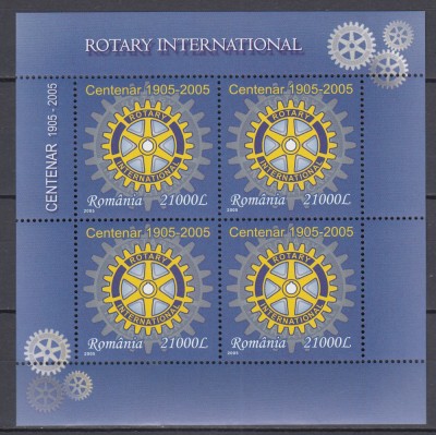 ROMANIA 2005 LP 1673 CENTENARUL ROTARY BLOC DE 4 MNH foto