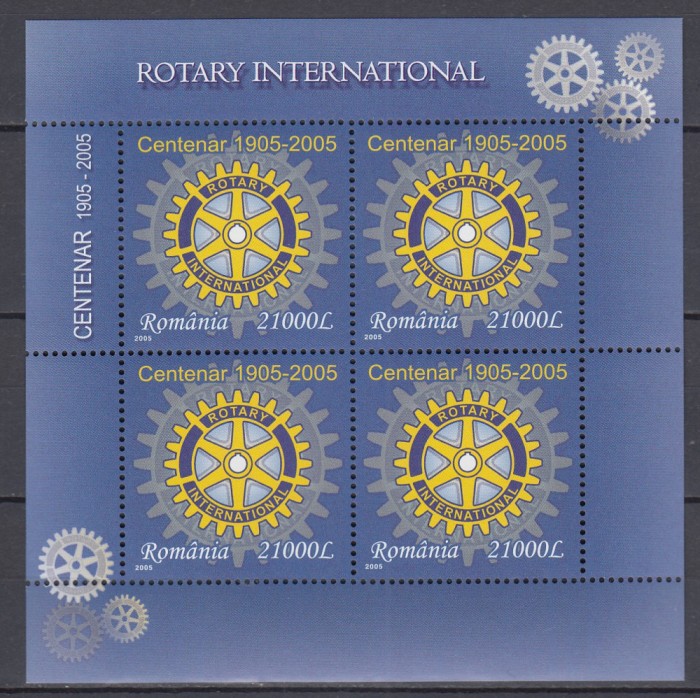 ROMANIA 2005 LP 1673 CENTENARUL ROTARY BLOC DE 4 MNH