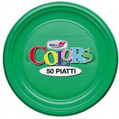 Farfurii Plastic OTI Dopla, Diametru 17 cm, 50 Buc/Set, Culoare Verde, Farfurii Aniversare, Farfurii Petrecere, Set Farfurii de Plastic, Farfurii Plas foto