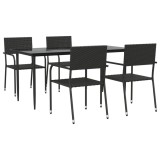 Set mobilier de gradina, 5 piese, negru, poliratan