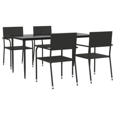 Set mobilier de gradina, 5 piese, negru, poliratan foto