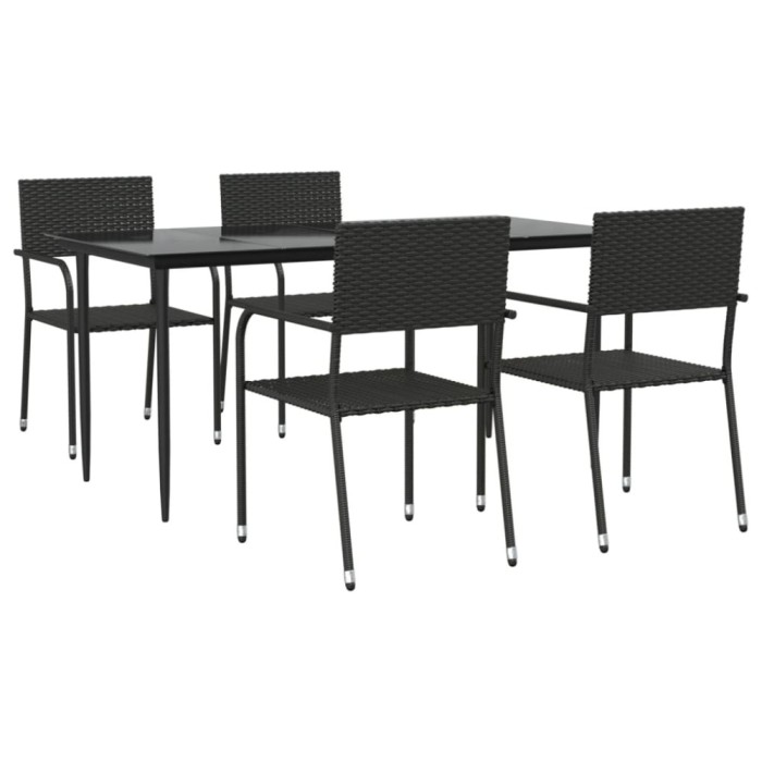 Set mobilier de gradina, 5 piese, negru, poliratan