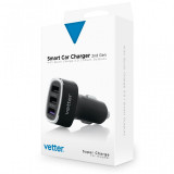 Accesorii auto si calatorie Vetter Smart Car Charger 2nd Gen, QC 3.0 and Super Charge, Smart Outputs, 3 x USB, Black