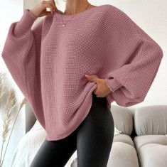 Pulover oversized cu model tricotat, roz