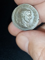 Moneda autentică argint, imp roman, Philip I, 244-249 E. N. foto