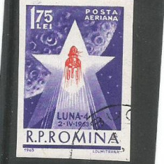 No(3)timbre-Romania -1963-L.P 559--Cosmonautica in slujba pacii-Luna 4