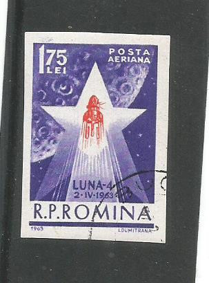 No(3)timbre-Romania -1963-L.P 559--Cosmonautica in slujba pacii-Luna 4