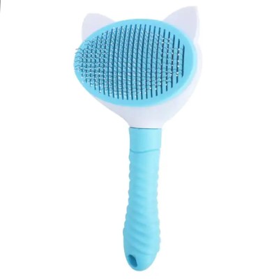 Perie Pufo practica cu maner pentru toaletare caini si pisici, 20 cm, albastru foto