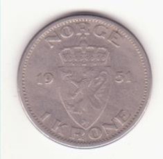 Norvegia 1 Krone 1951 - Haakon VII.