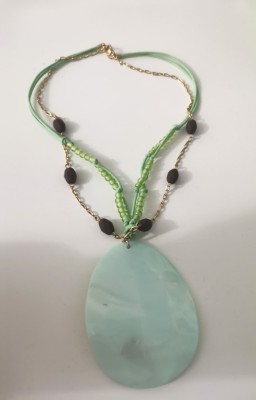 OFERTA-Lantisor cu scoica- COLIER placat cu aur alb 18k,litoral,mare foto