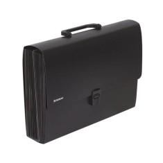 Servieta Expandabila din Plastic Donau, A4, 26 Compartimente, 300 Coli, 330x240x75 mm, Negru, Servieta Documente, Servieta Compartimentata Documente,