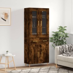 vidaXL Dulap &icirc;nalt, stejar fumuriu, 69,5x34x180, lemn compozit