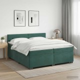 Cumpara ieftin Pat boxspring cu saltea Verde inchis 200 x 200 cm Catifea