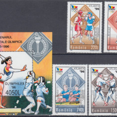 ROMANIA 1996 LP 1416 LP 1417 CENTENARUL J.O.DE VARA ATLANTA 96 SERIE+COLITA MNH