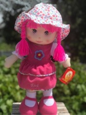 Papusa muzicala roz personalizata 50 cm foto