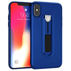 Husa silicon cu suport Iphone Xr, Albastru foto