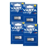 Set 4 baterii litiu Varta CR123A 3V 1430mAh pentru camere si alarme