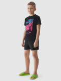 Șort de plajă boardshort pentru băieți - negru, 4F Sportswear