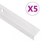 VidaXL Profile trepte &icirc;n formă de L, 5 buc, argintiu, 90 cm, aluminiu