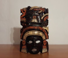 Masca veche maya sculptata in lemn exotic | Mexic