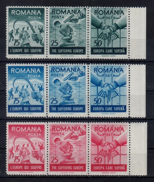 ROMANIA EXIL 1959 EMISIUNEA 15 EUROPA CARE SUFERA SERIE TRIPTIC DT MNH
