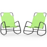 Cumpara ieftin Sezlonguri balansoare, 2 buc., verde, otel si textilena