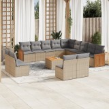 Gossi set canapele de gradina, 14 piese, cu perne, bej, poliratan