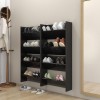 Gossi pantofare de perete, 4 buc., negru extralucios, 60x18x60cm, pal