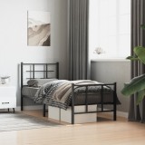 Cumpara ieftin Cadru pat metalic cu tăblii de cap/picioare, negru, 80x200 cm