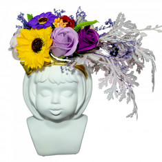 Vaza ceramica Chip de copil cu flori din sapun, ideal obiect decor! foto
